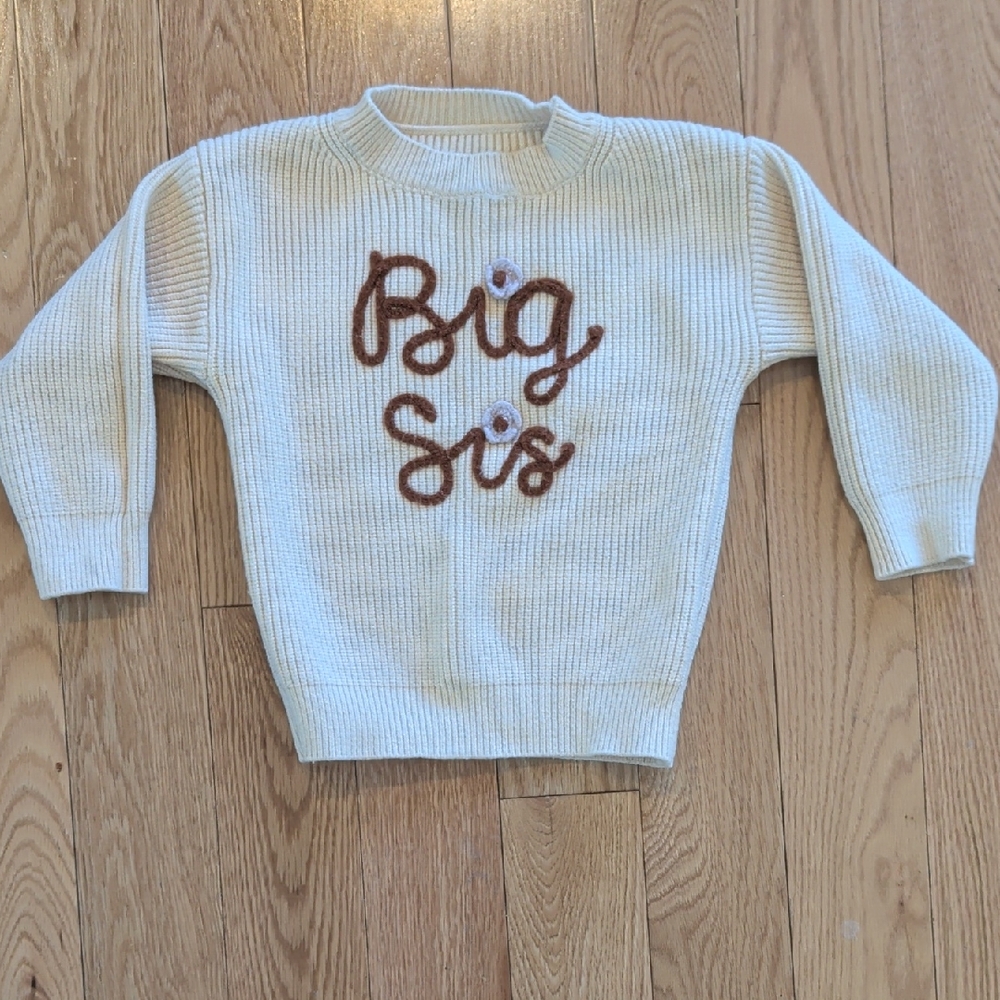 Cream 'Big Sis' Knit Sweater 3t/4t